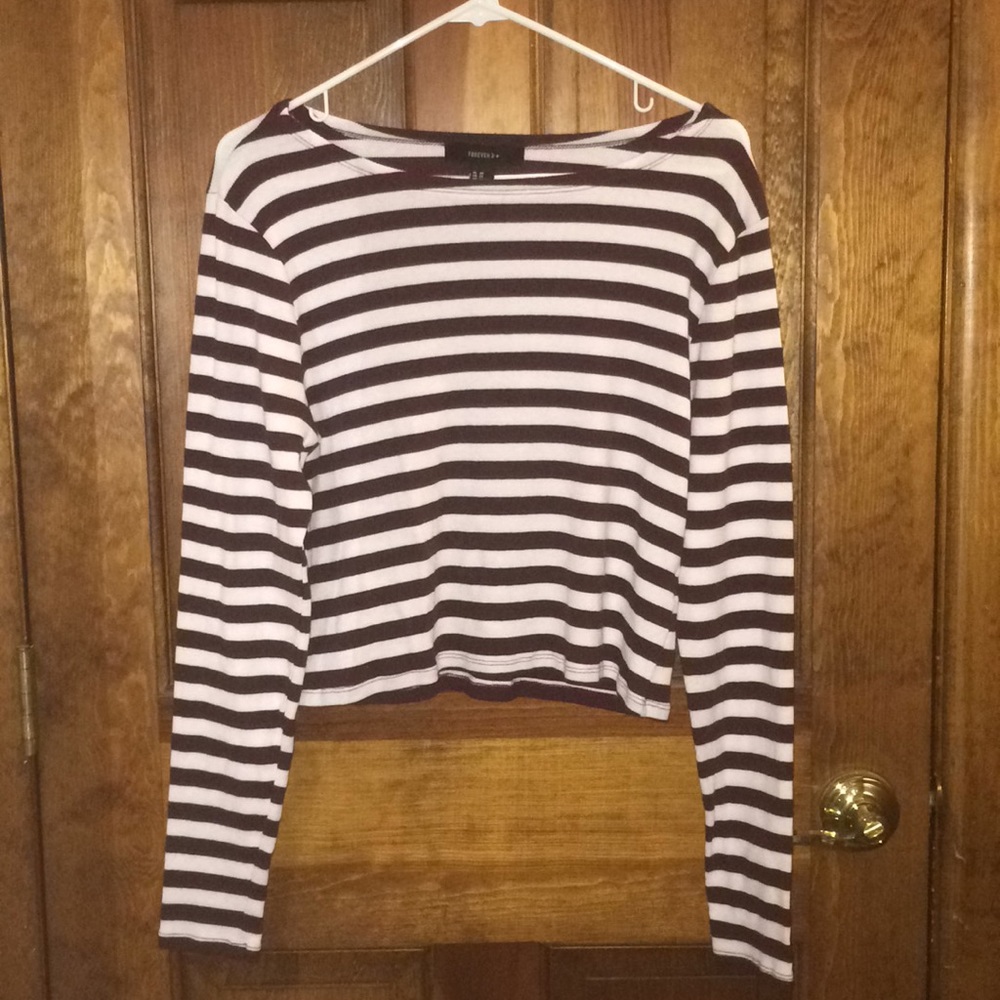 Forever 21+ Red & White Striped Long Sleeve
